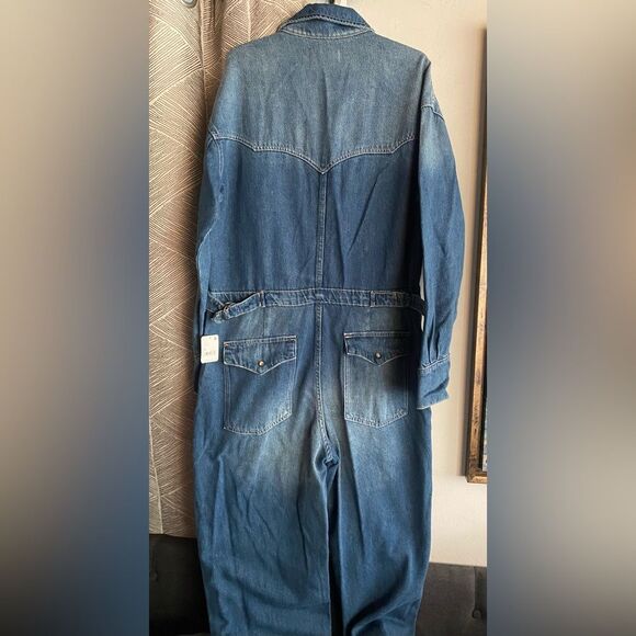 Free People x Care FP Townes Jumpsuit High Noon Denim Long Sleeve Médium NWT - Picture 6 of 14